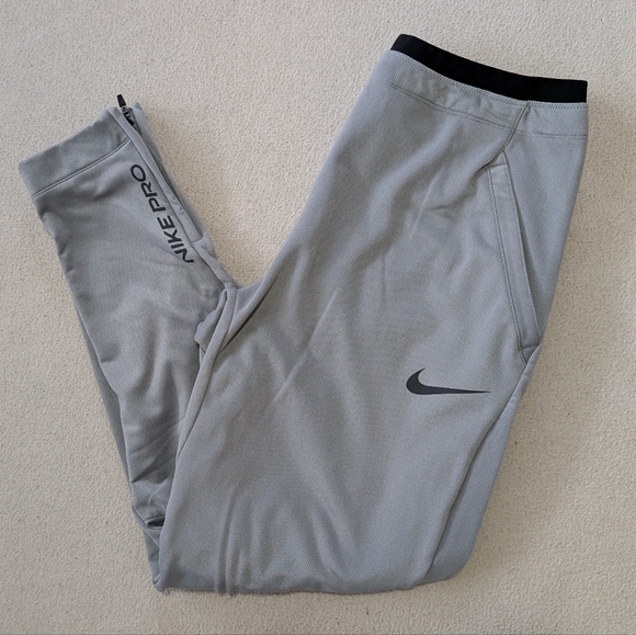 Nike Pro Fleece Dri-Fit Training Pants Joggers Gray CZ2203-073 Men's Large - Picture 1 of 16